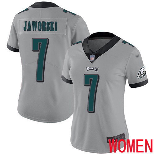Women Philadelphia Eagles #7 Ron Jaworski Limited Silver Inverted Legend NFL Jersey Football